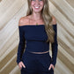 Off Shoulder Ribbed Long Sleeve