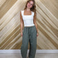 Olive Drawstring Barrel Denim Pants