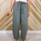 Olive Drawstring Barrel Denim Pants
