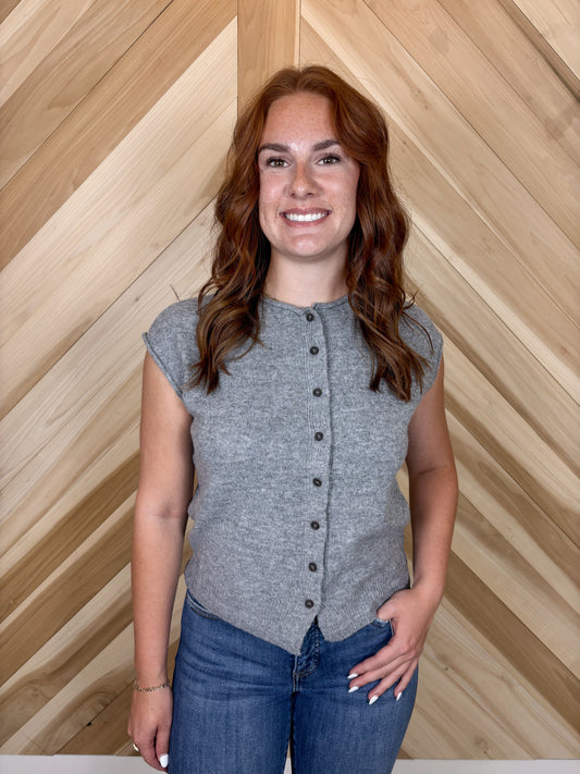Raw Edge Sleeveless Cardigan