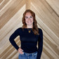 Ruched Shoulder Boat Neck Top