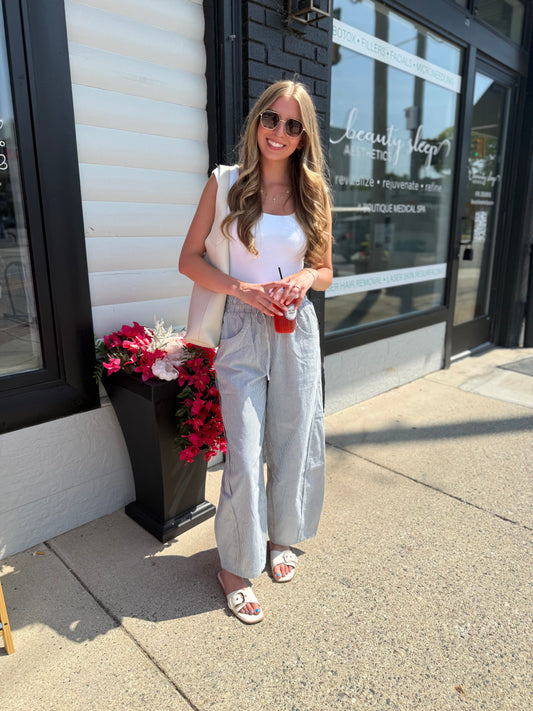 Stripe Barrel Leg Pants