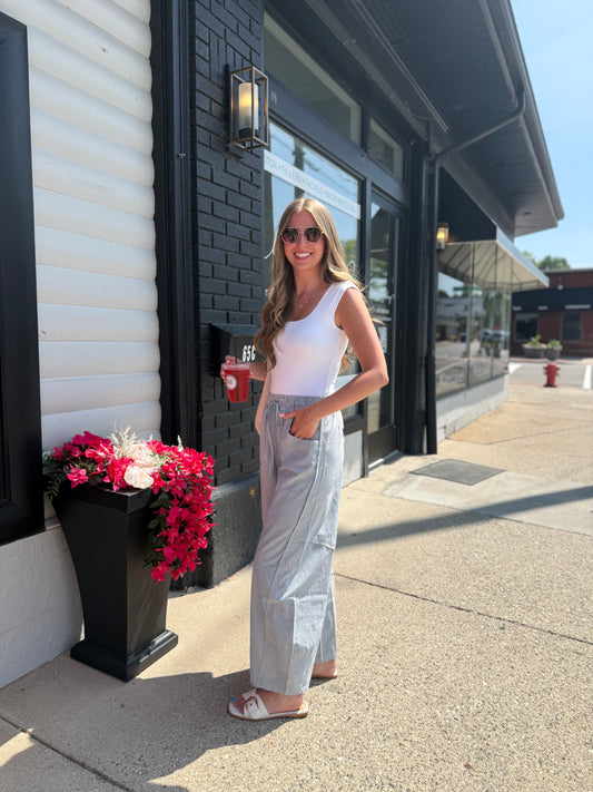 Stripe Barrel Leg Pants
