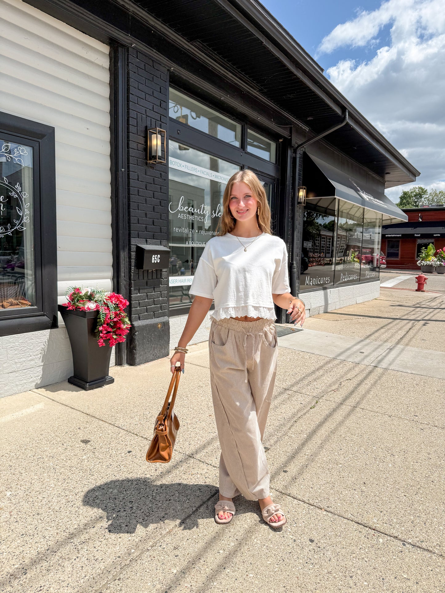 Stripe Barrel Leg Pants