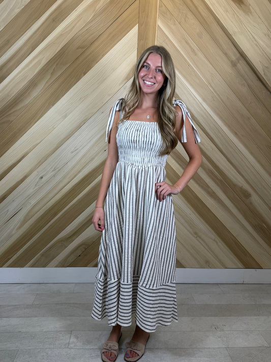Stripe Tie Strap Maxi