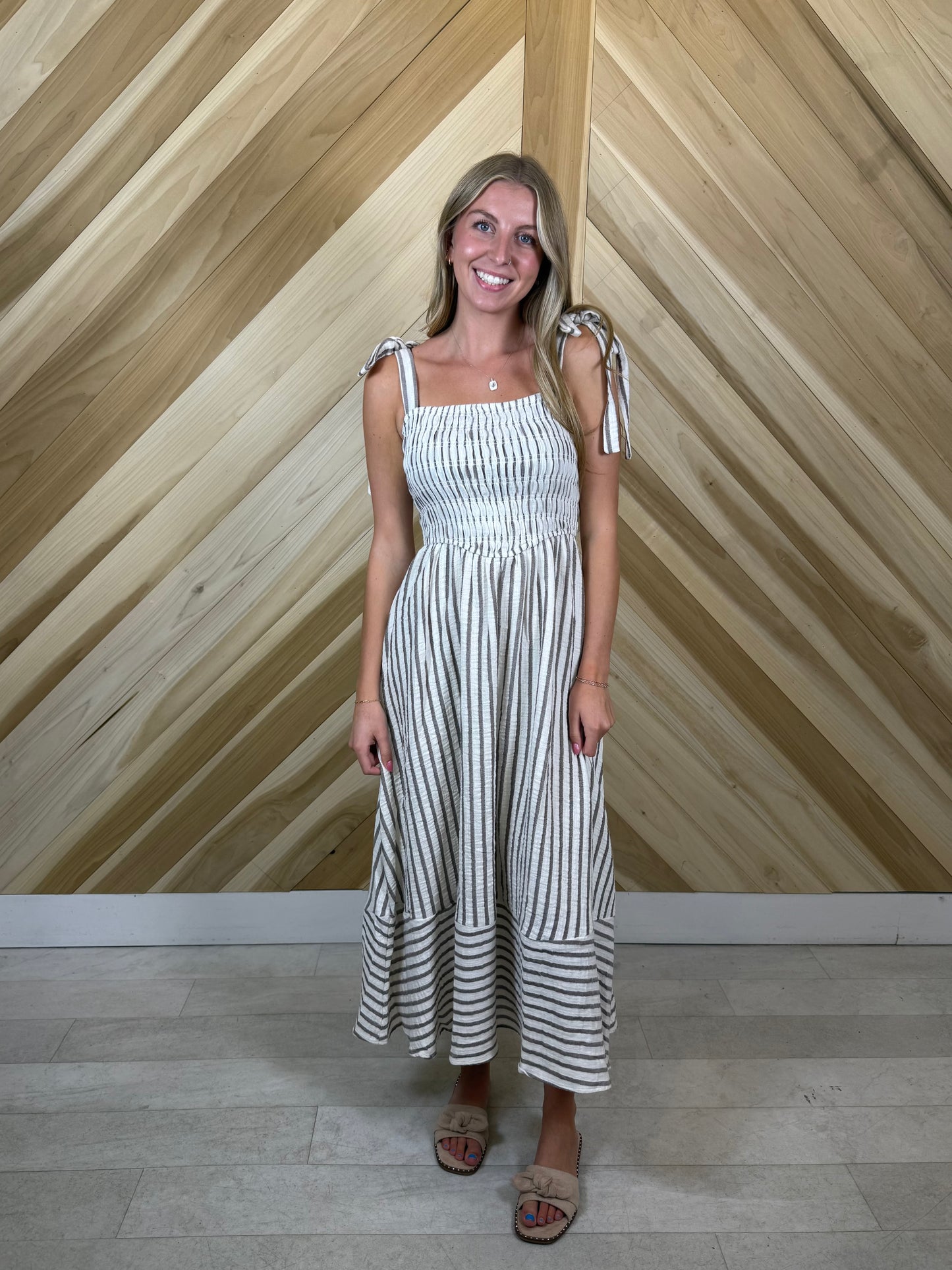 Stripe Tie Strap Maxi