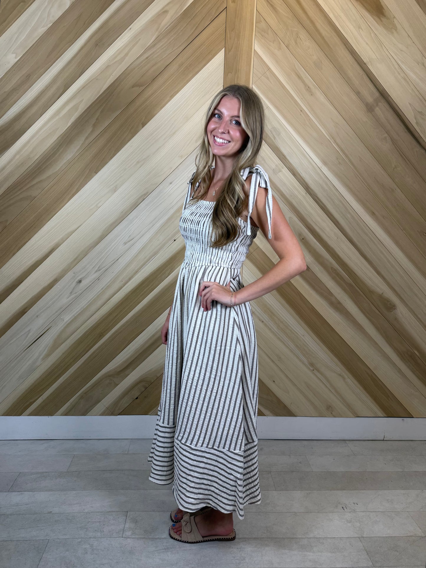 Stripe Tie Strap Maxi