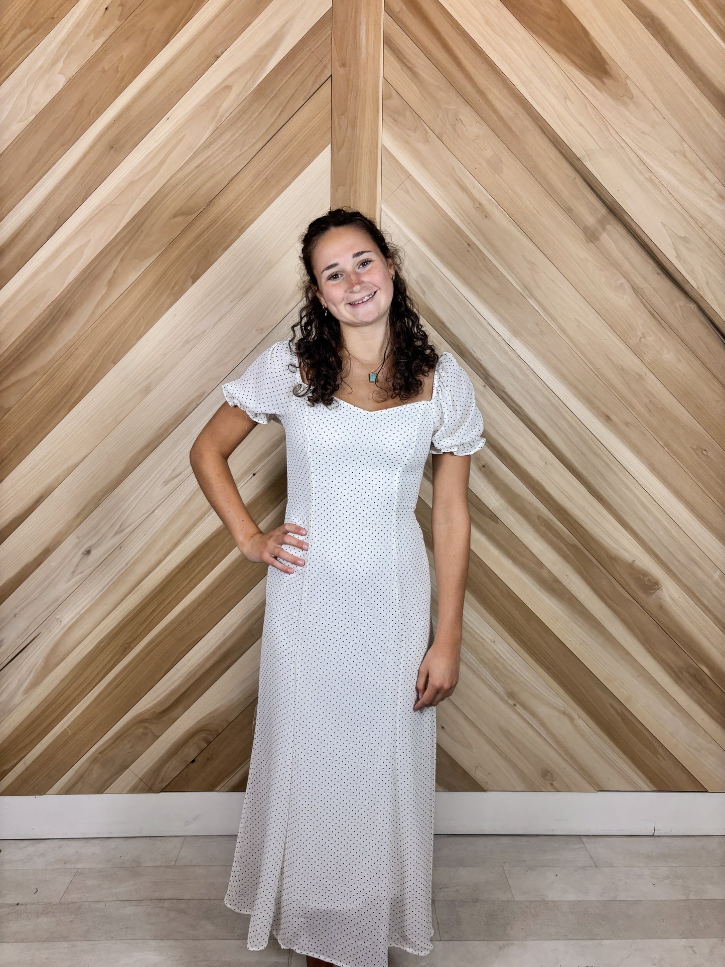 White Polka Dot Maxi Dress