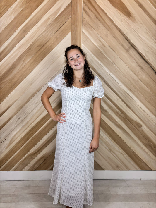 White Polka Dot Maxi Dress