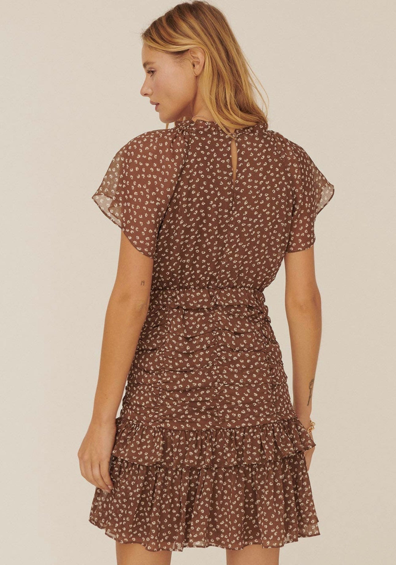 Tiered Ruched Mini Dress