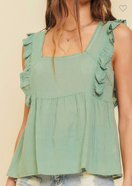 Swiss Dot Frill Top