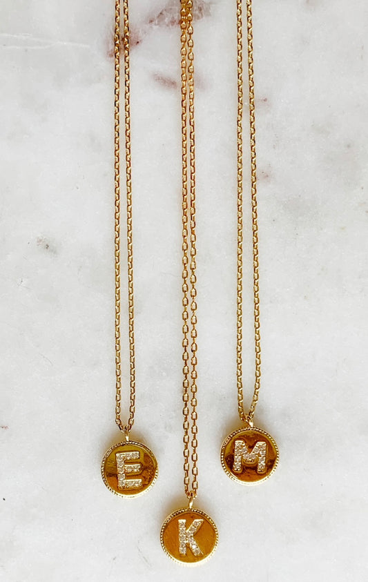 Initial Small Coin Necklace