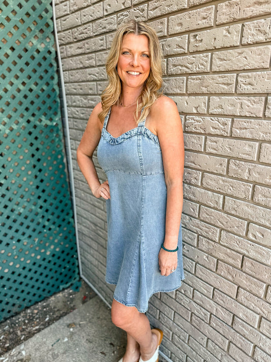 Sweetheart Mini Denim Dress