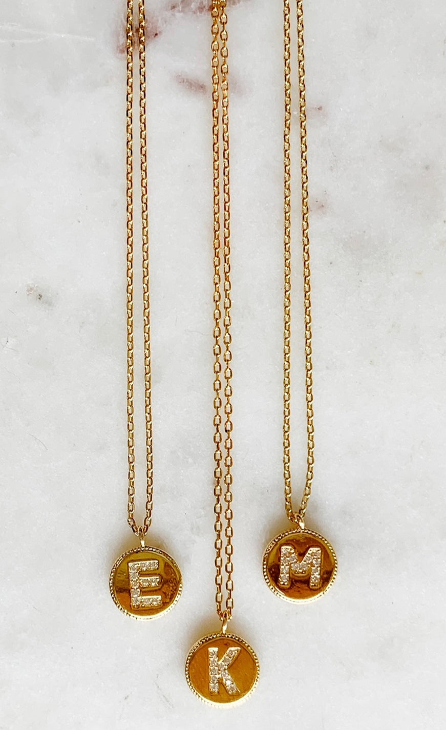 Small Coin Initial Necklace